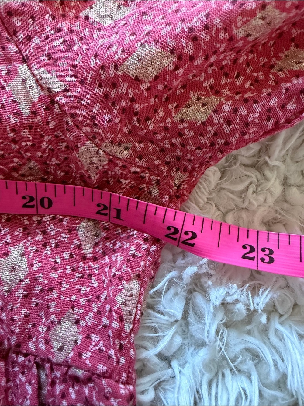 Scandal Ordell Cotton Pink Gold Bohemian Tiered Balloon Sleeve V-neck Dress L - Picture 10 of 10